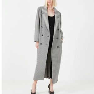 Oversized Double-Breasted Maxi Coat - DOUBLE FACE PLAID